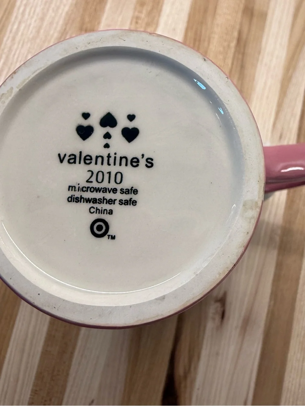 Valentine's Pink Ceramic Heart Mug with White Bear Handle 16oz